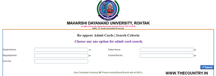 How to check mdurohtak.ac.in Admit Card