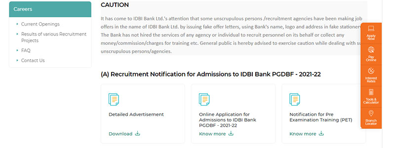 Go to the official website www.idbibank.in 