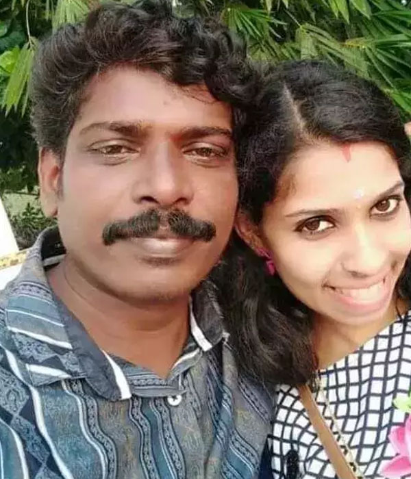 Kollam Sudhi with his Wife